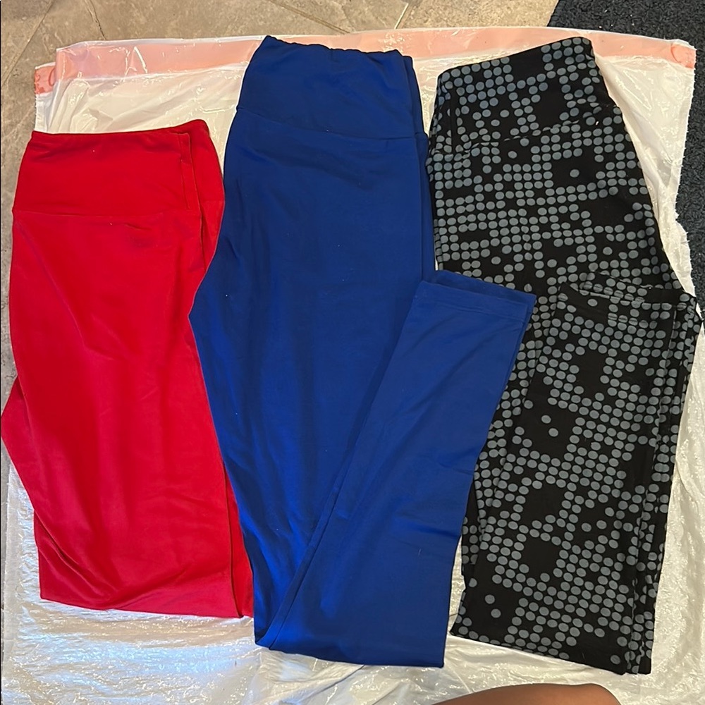 Red, Blue, and Black Patterned Leggings